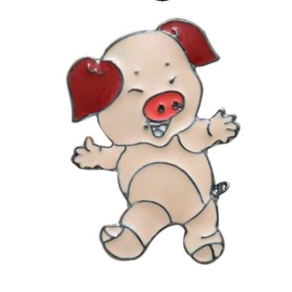 Laughing Pig Pin Brooch - Picture 1 of 2
